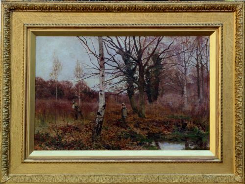 Large Oil on Canvas by Sidney Grant Rowe (1861-1928) R.b.a., R.o.i. 'Gathering Firewood'
