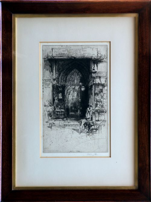 fig 1. Etching by Hedley Fitton A.R.E., R.E. (1859-1929) 'The Priory Church of Saint Bartholomew the Great, Smithfield, London'