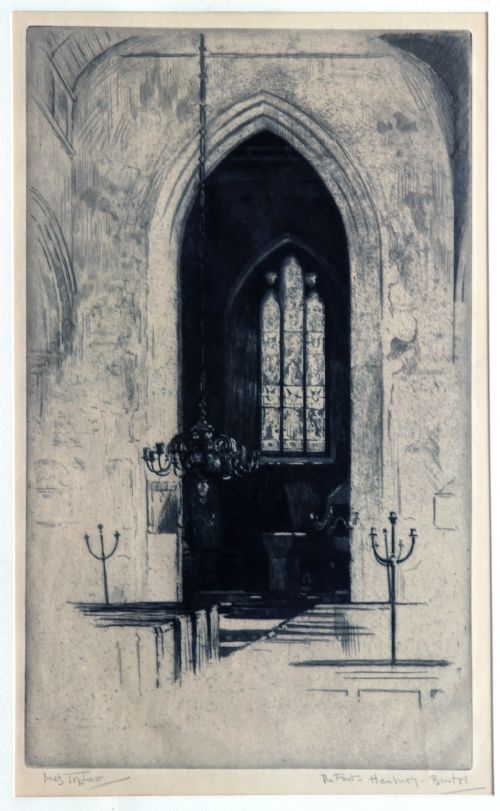 fig 1. Etching by Miss Inez Topham. 'The Font, Henbury, Bristol'