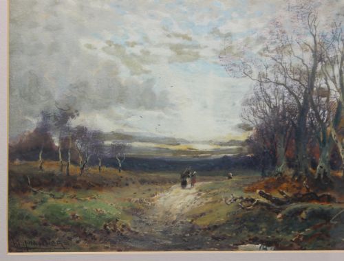 William Manners R.b.a. [1865-1940]. "Collecting Firewood,sunset" Watercolour.
