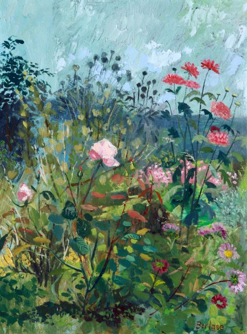 Charming Oil by Deirdre Borlase A.r.c.a (B.1925) of 'Garden Flowers'.