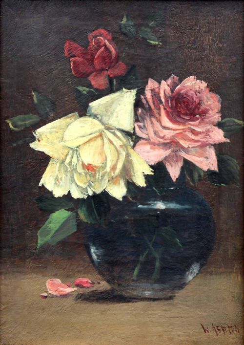 fig 1. William Ashton R O I. Good Pair of Oil Still Life Paintings.