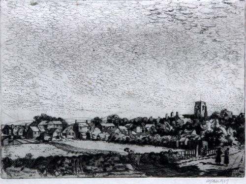 Town Scene Etching (Print) by Fred Cecil Jones R.b.a. (1891-1956) of 'Thirsk, Yorkshire'