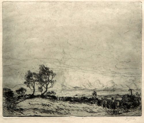 Landscape Etching Print by Fred Cecil Jones R.b.a. (1891-1956) of 'Blackberry Gathering'