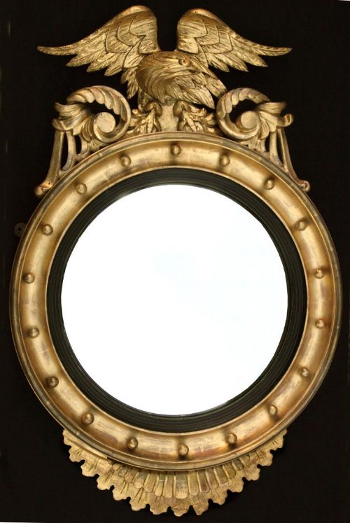 Good Quality Regency Gilt Wood Convex Mirror.