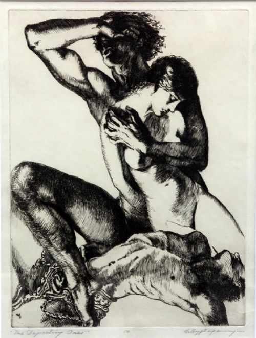 Willy Pogany. "The Departing Ones". Etching.