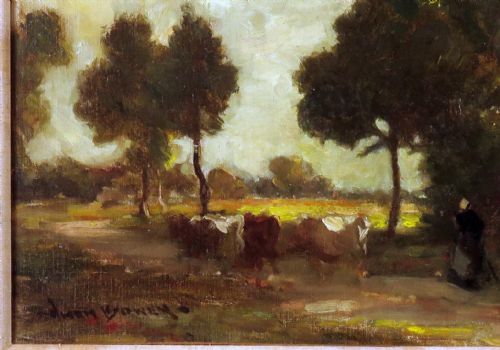 fig 2. Owen Bowen R.O.I., P.R.Cam.A 'Woman driving the cows 1911'