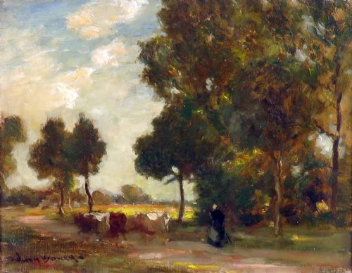 Owen Bowen R.o.i., P.r.cam.a 'Woman Driving the Cows 1911'