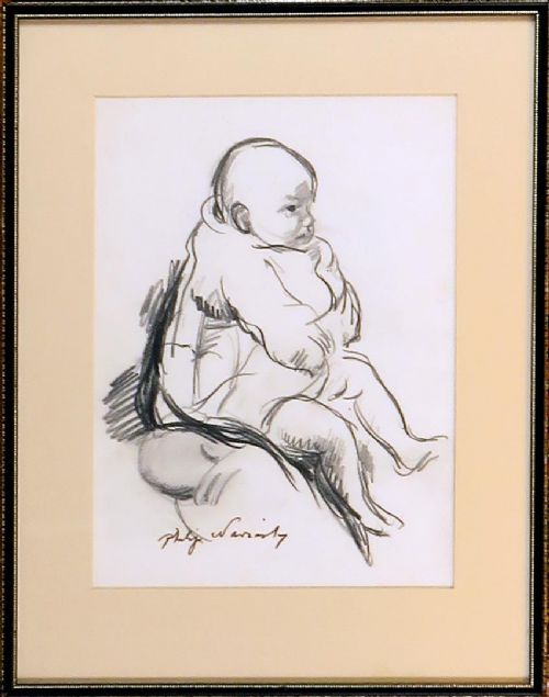 fig 1. Philip Naviasky. Portrait of a baby. Pencil Drawing.