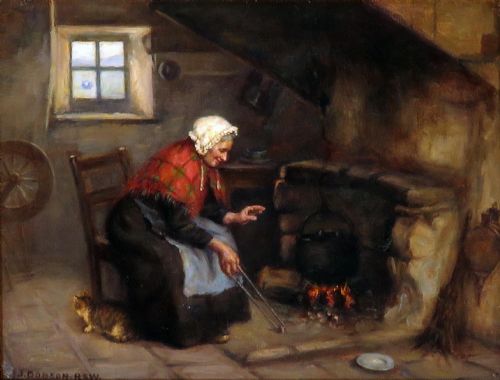"My Ain Fireside". Henry John Dobson. R.s.w. Oil.