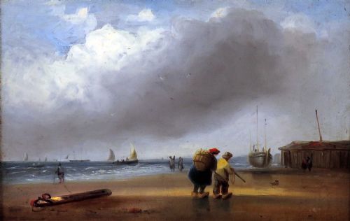 William James Callcott. "Coastal Scene". Oil.