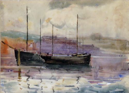 "Cobles at Staithes". Joseph Richard Bagshawe.
