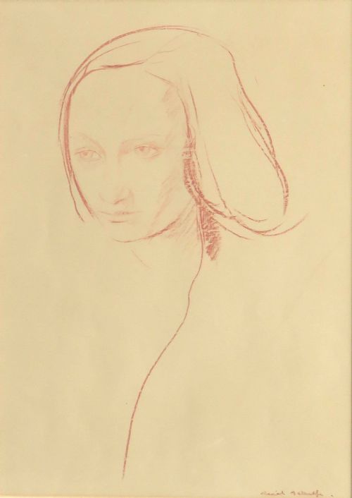 Muriel Metcalfe "A Dales Girl". Chalk Drawing.