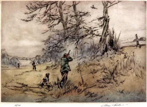 Henry Wilkinson. "Pheasant Shoot". Etching.