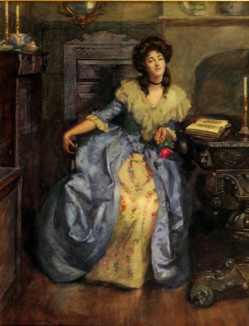Lewis Baumer R.i. "The Blue Dress". Very Good Watercolour.