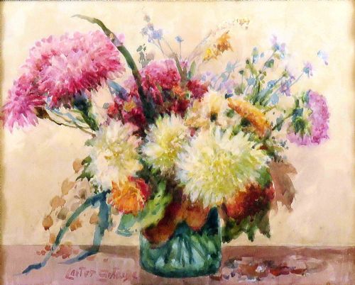 "Autumn Flowers". Good W/c by Lester Sutcliffe R.cam A.