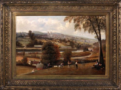 "Exeter from Exwick Fields". Large Oil by E. Priestley.