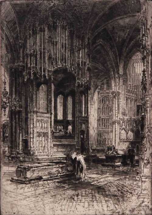 "Chantry, Cardinal Beaufort" Etching by Hedley Fitton A.r.e. R.e.