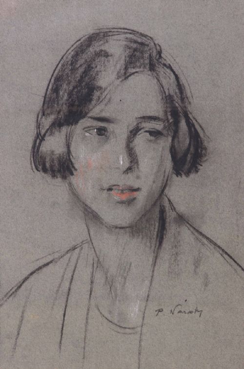 Philip Naviasky. "Portrait of a Young Lady" Charcoal.