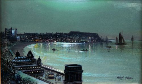 Wilfred Jenkins. "Scarborough in Moonlight". Oil.