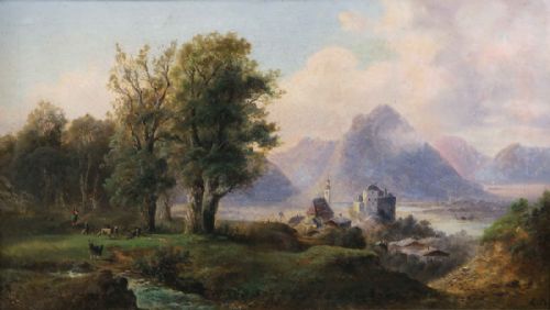 " a Bavarian Landscape". A Very Good 19th Century Oil.