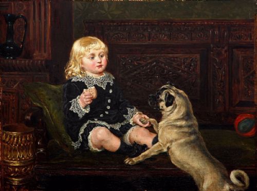 Ralph Hedley R.b.a. "A.a.wilson with a Pug Dog".