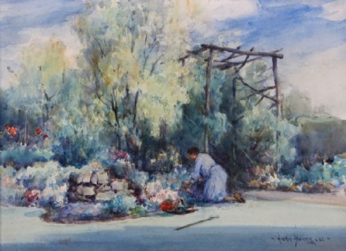"Summer Garden". Owen Bowen. Watercolour.