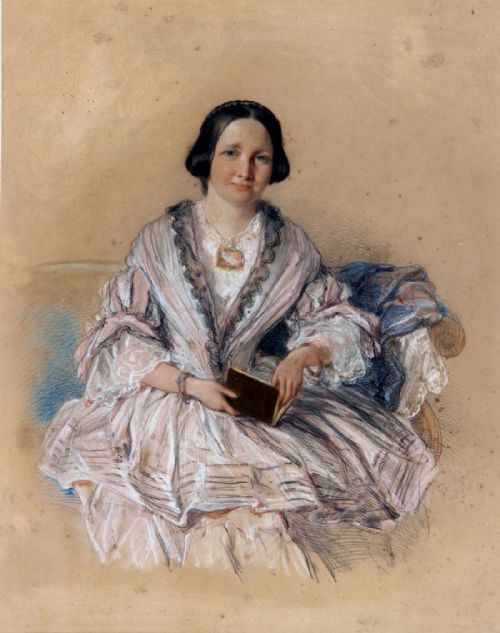 Josiah Gilbert. "William & Emily Hey". Pair W/c & Pastel Portraits.
