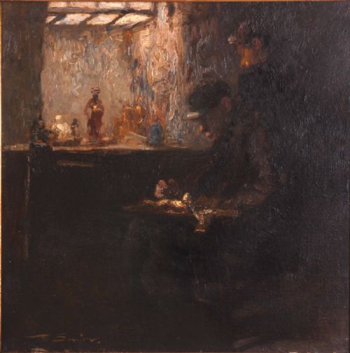 Mark Senior (Staithes Group). "Workshop, Bruges". Oil.