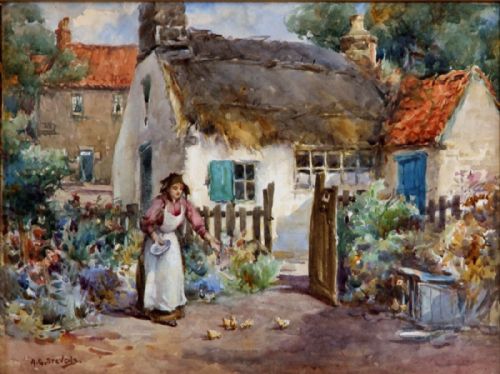 Alfred George Stevens. "Old Whitby". Watercolour.