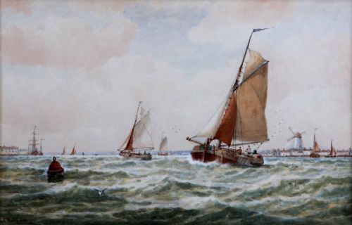 "On the Maas". George Stanfield Walters Rba. Good Watercolour.