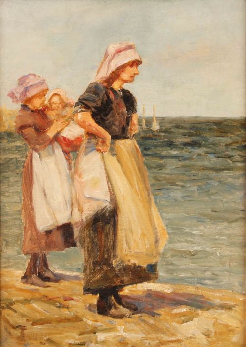 "Staithes Fisherwomen". Robert Jobling Oil.