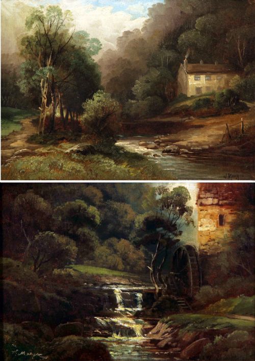 Walter Meegan "Scalby Mill, Scarborough". Pair Oils.