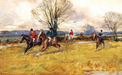 "The Hunt". Good John Atkinson Watercolour.