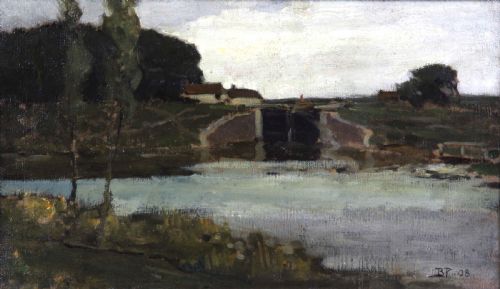 Bertram Priestman Ra. "Lock Gates at Camsix".