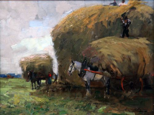 Archibald Kay Rsw, Rsa. "Harvesting". Oil Painting.