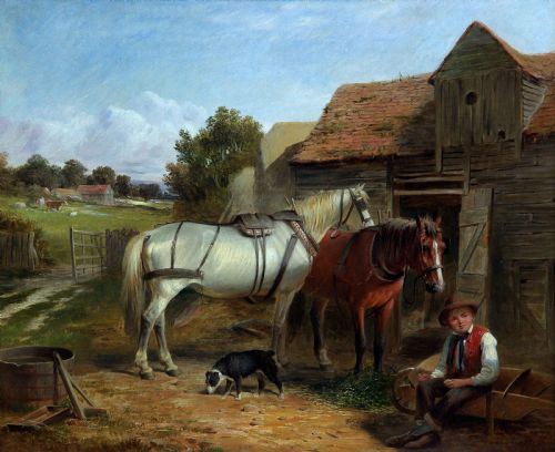 James Cole. "Farmyard Scene".lovely Oil Painting.