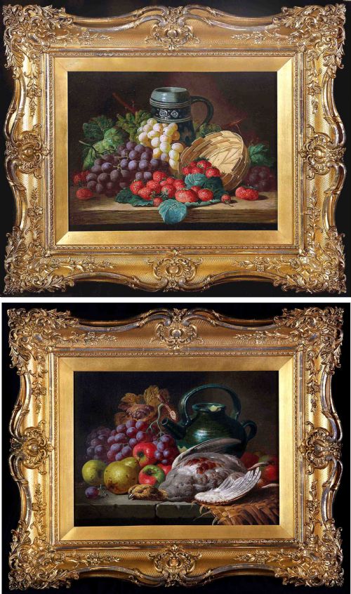 Charles Thomas Bale "Pair Still Life" Beautiful Oils.