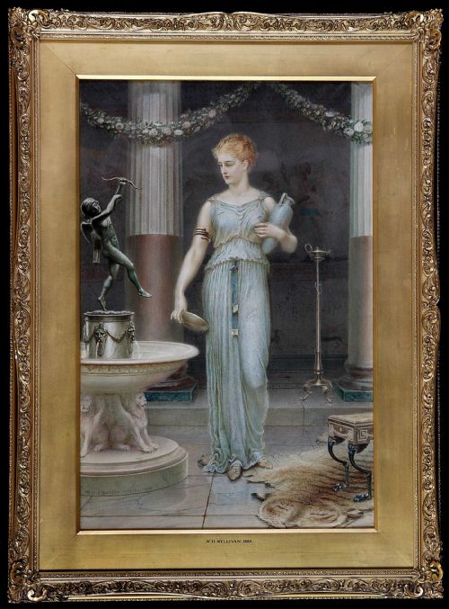 William Holmes Sullivan "The Water Carrier" Lovely Watercolour. Portrait.
