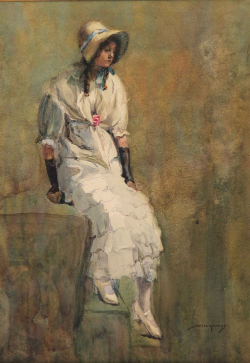 William Lee Hankey "Young Girl". Lovely Watercolour Portrait.