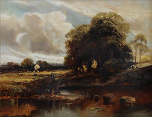 Walter Linsley Meegan. "Harvest Time, Evening". Country Landscape. Oil.