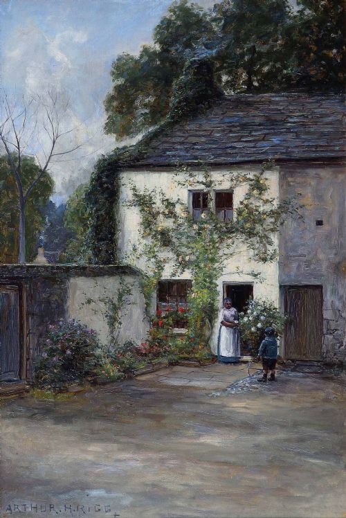 ARTHUR HERBERT RIGG GIGGLESWICK LARGE OIL LANDSCAPE - ADDITIONAL PHOTO 1