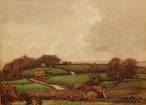 Fred Lawson. "Near Redmire" Watercolour Landscape.