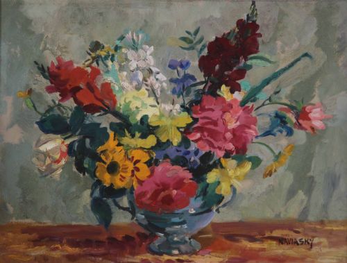 Philip Naviasky. "Still Life, Summer Flowers". Oil Painting.