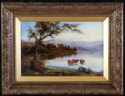glengarry castle loch oich thomas dunwell landscape oil painting - CATEGORY: ANTIQUE ART - DATED VICTORIAN
