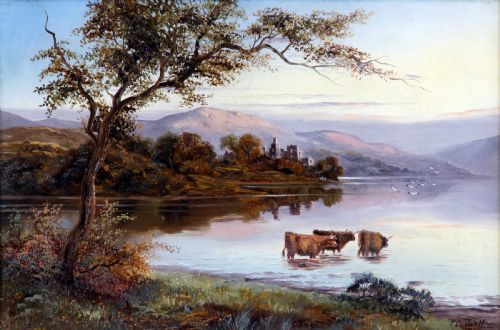 GLENGARRY CASTLE LOCH OICH THOMAS DUNWELL LANDSCAPE OIL PAINTING - ADDITIONAL PHOTO 1