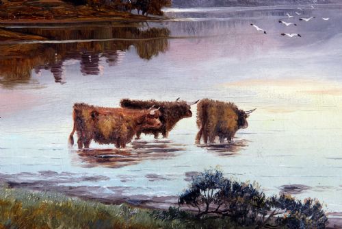 GLENGARRY CASTLE LOCH OICH THOMAS DUNWELL LANDSCAPE OIL PAINTING - ADDITIONAL PHOTO 3