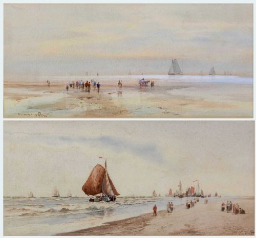 "Schevenigen" Charles F. Allbon A.r.e. Pair Marine Watercolours.