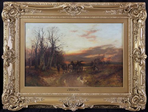 William Manners R.b.a. "Homeward Bound". Sunset Landscape Oil Painting.