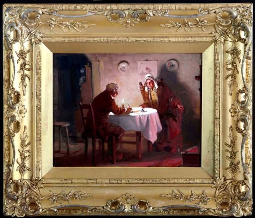 Alexander Rosell. "To Someone in France". Good Interior Oil Painting. One of a Pair.